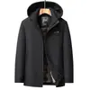 2026 Invierno Ropa para Papá de Mediana Edad y Mayor Casual de Negocios para Hombre Chaqueta de Algodón Gruesa con Forro de Terciopelo y Capucha Desmontable Ropa de Abrigo Cálida