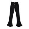Tapeta Frontal Inclinada Cintura Alta Jeans Ajustados Decorados con Etiqueta Pantalones de Campana Estilo Urbano Pantalones Acampanados Azul Retro