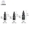 En stock venta al por mayor 5ml-100ml botella negra para aceites esenciales botella de vidrio con gotero botella de esencia botella de vidrio para subempaque de cosméticos