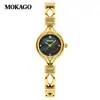 Reloj Femenino Popular Transfronterizo Moka, Esfera de Nácar de Lujo Ligero, Reloj de Cuarzo Compacto, Reloj de Pulsera Redondo Simple Impermeable para Mujer