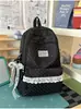 Azul leitoso luz azul praia rasa poá estampa total mochila escolar estudante festa menina doce estilo loja explorar passeio piquenique suburbano mochila