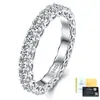 Bestseller transfronterizo anillo de eternidad S925 plata de ley totalmente incrustado con moissanita, anillo de compromiso de boda de piedra completa de lujo ligero de nicho
