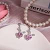 Pendientes de botón con diseño de conejo rosa, delfín y amor, con aguja plateada, con diamantes de gato de dibujos animados, pendientes Carmly Wind de Internet Celebrant