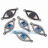 Accesorios para Joyería DIY Cobre Puro Chapado en Oro Microincrustado Ojos de Diamante Azul Conector Ojo Maligno 24mm