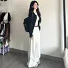 Jeans de Pierna Ancha Lavados en Blanco de Cintura Alta Estilo Americano High Street para Mujer Otoño e Invierno Sueltos Combinan con Todo Aspecto Delgado Pantalones Largos