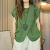 Camisa casual asimétrica de manga corta para mujer de talla grande, camisa versátil de verano holgada para adelgazar para damas de talla grande