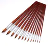 Conjunto de Pincéis de Linho com Cabo Longo para Aquarela 13 Peças Transfronteiriço com Cerdas de Nylon Bicolor para Pintura Acrílica e Guache, Pincel Liner Artístico