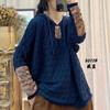 Suéter de Algodón Tejido con Capucha y Cordón para Mujer, Holgado, Cubre Carne, Nuevo de Primavera y Otoño, Retro, Artístico, Casual, Manga Larga
