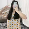 Venta al por mayor de comercio exterior de fábrica transfronterizo de dibujos animados para mujer, pijama de verano para mujer, manga corta, pantalones cortos, menos, traje de ropa para el hogar para mujer, delgado