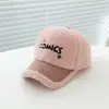 Boné de baseball infantil quente com forro de fleece para outono e inverno, bordado de letras, chapéu de bebê, boné com bico de pato à prova de vento para atividades ao ar livre, transfronteiriço
