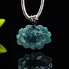 Autêntico Jadeíte Azul Água A-Grade Lótus Colorido Completo Pingente de Lótus Joia de Jade Exquisita Fábrica de Presentes Fornecimento Atacadista