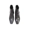 2638-6 Botines Negros de Diseño Puntiagudo Plisado para Mujer con Tacón Grueso, Cremallera Trasera Retro, Estilo Chelsea Delgado