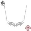 Collar Original Guardian Wings S925 Plata de Ley Versátil Alas Pluma Cadena Clavícula Joyería Joyería para Mujer