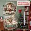 Ángel Rosa de Navidad con Vestido Rojo Tocando la Flauta Dulce Colgante Acrílico 2D Decoración Festiva Accesorios