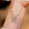Nuevo collar con doble anillo de amor de jade hetiano, eslabón de perla, cadena de clavícula exquisita y atmosférica de alta moda para mujer