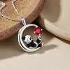 Knn-1312 Collar de Panda con Estrella y Luna Estilo Lindo para Mujer con Colgante de Rubí y Diamante, Cadena para Clavícula con Diseño de Nicho Transfronterizo