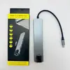 Atacado Spot Transfronteiriço Hub Multifuncional 8 em 1 Estação de Docking HDTV de Rede 100m Dock de Expansão Tipo-C Oito em Um