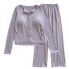 Pijama Acolchado de Nuevo Estilo para Mujer, Otoño e Invierno Grueso Estilo Puro Deseo Manga Larga Pantalón Largo Cuello en V Adelgazante Cálido Conjunto de Ropa de Casa