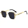 Gafas de Sol Futuristas Cyberpunk con Sentido Tecnológico Uv400 Marco Metálico Grande Cuadrado Hombres Gafas Steampunk Con Resorte