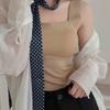 Chaleco de Malla Fresca Ultrafino de Verano para Mujer, Transparente y Sexy, Viene con Almohadillas para el Busto para Cubrir los Senos, Top Interior de Cuello Cuadrado Largo