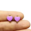 Doble Cara Goteo de Aceite Doble Colgante Doble Oreja Corazón Multicolor Aleación Corazón de Durazno DIY Joyería Pulsera Collar Pendiente Colgante Venta al por Mayor
