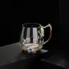 Tazas de Té Esmaltadas, Tazas de Café de Alta Calidad para Oficina, Tazas de Té para Mujer, Vasos de Vidrio de Lujo de Gama Alta, Venta al por Mayor de Fabricante
