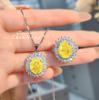 Anillo de flor de hielo de moda de lujo ligero, pendientes de diamante amarillo de la suerte, colgante de tesoro de color, collar de diamantes de alto carbono, joyería para mujer