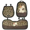 Cojín de Asiento de Coche de Dibujos Animados, Engrosado para Calidez Invernal, Funda de Asiento de Coche de Lujo con Estampado de Leopardo para Ventas Transfronterizas