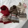 Bufanda Tejida Jacquard Estilo Fair Isle con Elementos Navideños para Mujer, Bufanda Coreana de Invierno de Moda y Versátil para Estudiantes