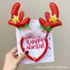 Diadema Roja de Sombrero de Navidad Linda 2024 para Mujer con Lazo de Felpa Pasador Diadema de Otoño e Invierno