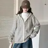 Chaqueta Cardigan Casual Rayada de Invierno para Niñas 2026 Nuevo Estilo Elegante de Moda Sudadera con Capucha Conjunto de Mezclilla