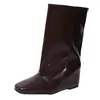 Botas de Cowboy Western Retro con Aumento Interno de Altura, Botas de Tacón Cuadrado, Nuevas Botas de Media Pantorrilla Adelgazantes para Pantorrilla Ancha 2026, Botas de Montura para Mujer