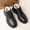 Zapatos de hombre Invierno Zapatos de hombre Otoño e Invierno Zapatos de algodón Zapatos de cuero antideslizantes Papá Caña alta Forro polar grueso Cálido Casual