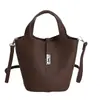 Bolso de Cubo Versátil de Cuero Granulado Clásico, Diseño de Nicho, Bolso Cruzado Elegante y Moderno para Mujer, Lujo Ligero