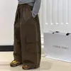 Calça Casual Estilo Coreano Aimo Beibei Design Infantil Bolsos Grandes Calça Cargo de Perna Larga Calça Longa Reta para Meninos e Meninas