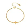 Pulsera Versátil de Acero Inoxidable con Cruz para Pareja, Moda Minimalista Europea y Americana Transfronteriza, con un Toque Sencillo y de Alta Gama, Accesorios Dorados