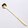 Colher de flor de aço inoxidável 304, cabo longo, colher de mistura dourada, alto valor de cor, colher de flor de cerejeira, presente de mão, venda direta da fábrica