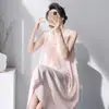 Bata de Noche de Verano Delgada sin Mangas Talla Grande para Mujer, Se Puede Usar Afuera, Ropa de Casa de Color Sólido para Primavera y Otoño