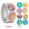 Rollo Personalizado Impermeable de Vinilo con Dibujos de Animales de Caricatura, Pegatinas de Recompensa para Niños, 500 piezas, Brillante