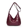 Bolso Casual Suave de Cuero Versátil para Mujer 2025 Nuevo Bolso para Madres de Mediana Edad Bolso Cruzado de Hombro Único con Múltiples Compartimentos y Gran Capacidad