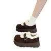 Zapatos Cálidos de Moda Piel Adhesivo Mágico Hebilla Birken Zapatos de Algodón Mujer Suela Gruesa Más Terciopelo 2026 Aumentadores de Altura Otoño Invierno Nuevo Estilo