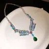 Collar con colgante redondo de circón con incrustaciones de diamantes y encaje, cadena para la clavícula minimalista, joyería de nicho de alta gama para mujer, los más vendidos en Corea y Japón