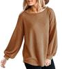 Ropa de mujer de otoño e invierno de comercio exterior europeo y americano eBay transfronterizo 2022 Nuevo talla grande cuello redondo manga farol camisa casual LAZADA