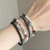 Accesorio de Vacaciones: Pulsera Multicolor de Cuentas de Cristal y Perlas de Arroz de Múltiples Capas, Joyería de Mano Bohemia Lujosa y de Alta Gama