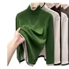 Camiseta base de terciopelo alemán suave y pegajosa de cuello alto para mujer, nueva otoño/invierno, efecto de dos piezas, camiseta interior de color liso, tacto de alta gama, top con bloques de color