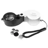 Lupa plegable portátil de 30x 25 mm para joyería Wenwan Jade, lupa de alta potencia con doble LED y fuente de luz, cordón