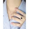 1094 K-Style Ins Nicho Diseño de Lujo Accesible Colgante de Anillo de Bola de Ágata Blanco y Negro Plata Esterlina S925 Anillo para Mujer
