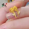 Pendientes de Botón de Rosa con Pedrería Estilo Mismo Tienda de Oro para Mujer, Pendientes Nuevos Simples Versátiles Ins de Gama Alta Amigables con los Oídos