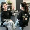Camiseta de manga larga para niña 2026 primavera y otoño, top elegante para niñas pequeñas, aspecto de dos piezas, camiseta base de algodón puro para niños