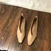 Muy Recomendado Otoño 2024 Nuevo Minimalista Coreano Color Sólido Punta Cuadrada Pequeña Boca Baja Ultra Suave Zapatos Planos de Tacón Bajo
